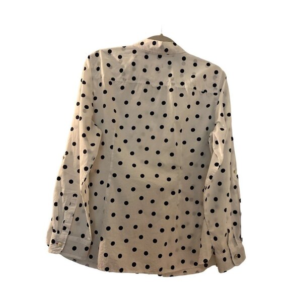 Talbots shirt, button down, all cotton, size Large.  White with blue polka dots. - Picture 2 of 5